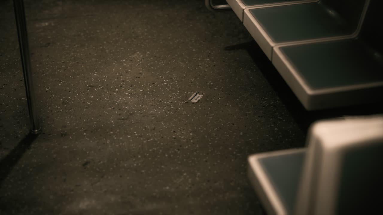 뉴욕 지하철의 비어있는 차 안에