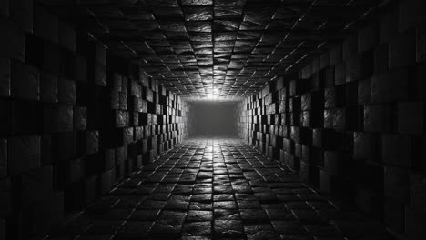 a dark tunnel with light coming out of it. looped animation