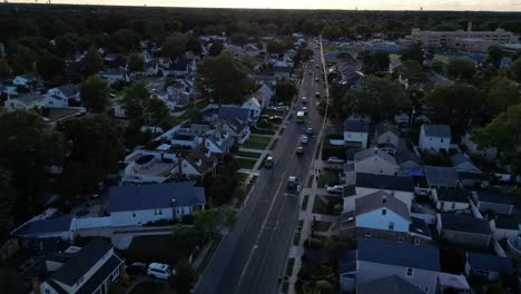 an aerial time lapse over a residential neighborhood on long island, ny