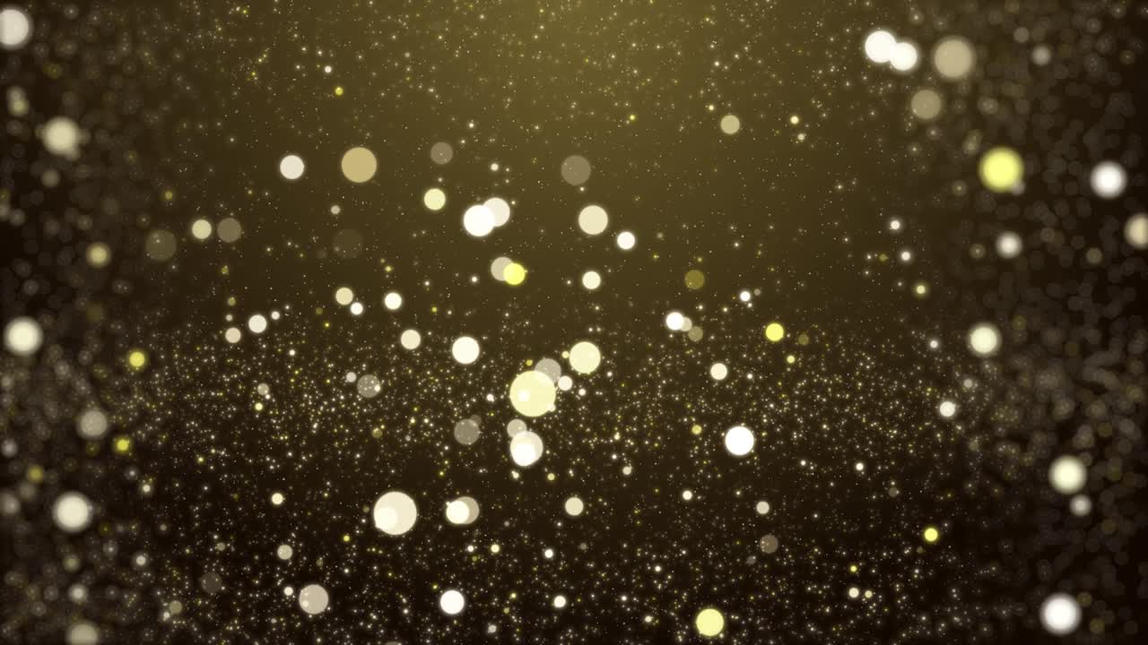 Golden glittering particles falling on screen loopd background.