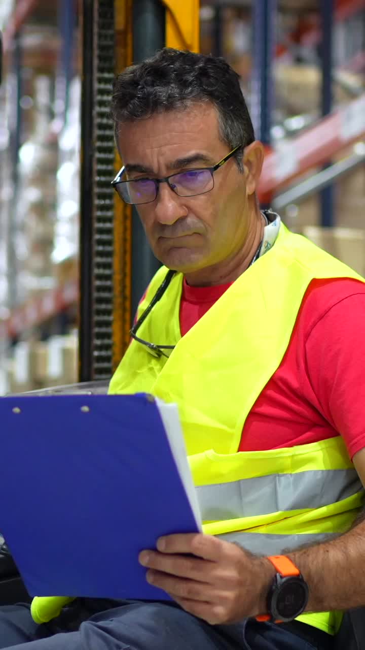 Man in a warehouse with a clipboard