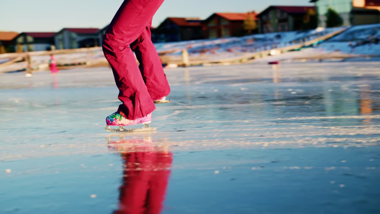 얼어붙은 호수 에서 아이스 스케이팅