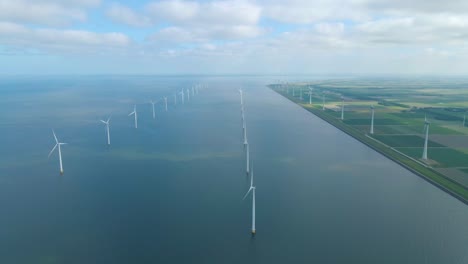 huge windmill turbines, offshore windmill farm in the ocean westermeerwind park , windmills isolated at sea on a beautiful bright day netherlands flevoland noordoostpolder