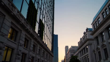 city street scene at sunset