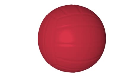 red spinning volleyball ball on white background. 3d animation