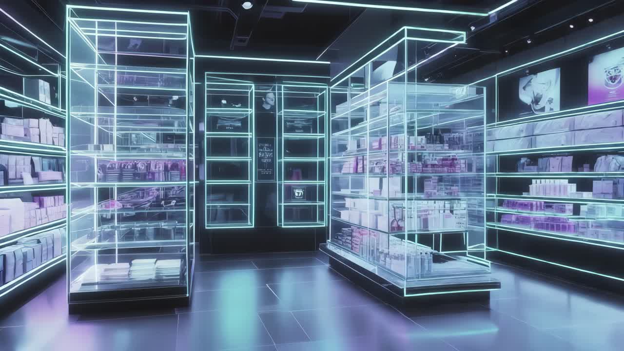 현대적이고 미래적인 소매점 인테리어