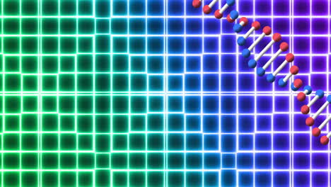 dna strand animation over glowing geometric grid background