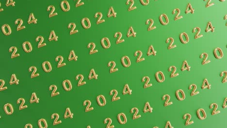 golden 2024: a lustrous repetition on green background