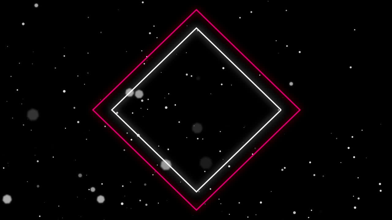 검은색 배경 위에 다채로운 기하학적 모양의 애니메이션