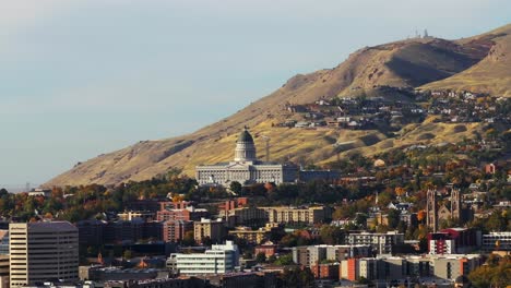 salt lake city view with utah state capitol building in background