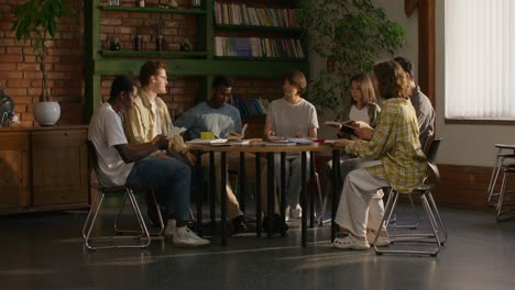 students studying in a library