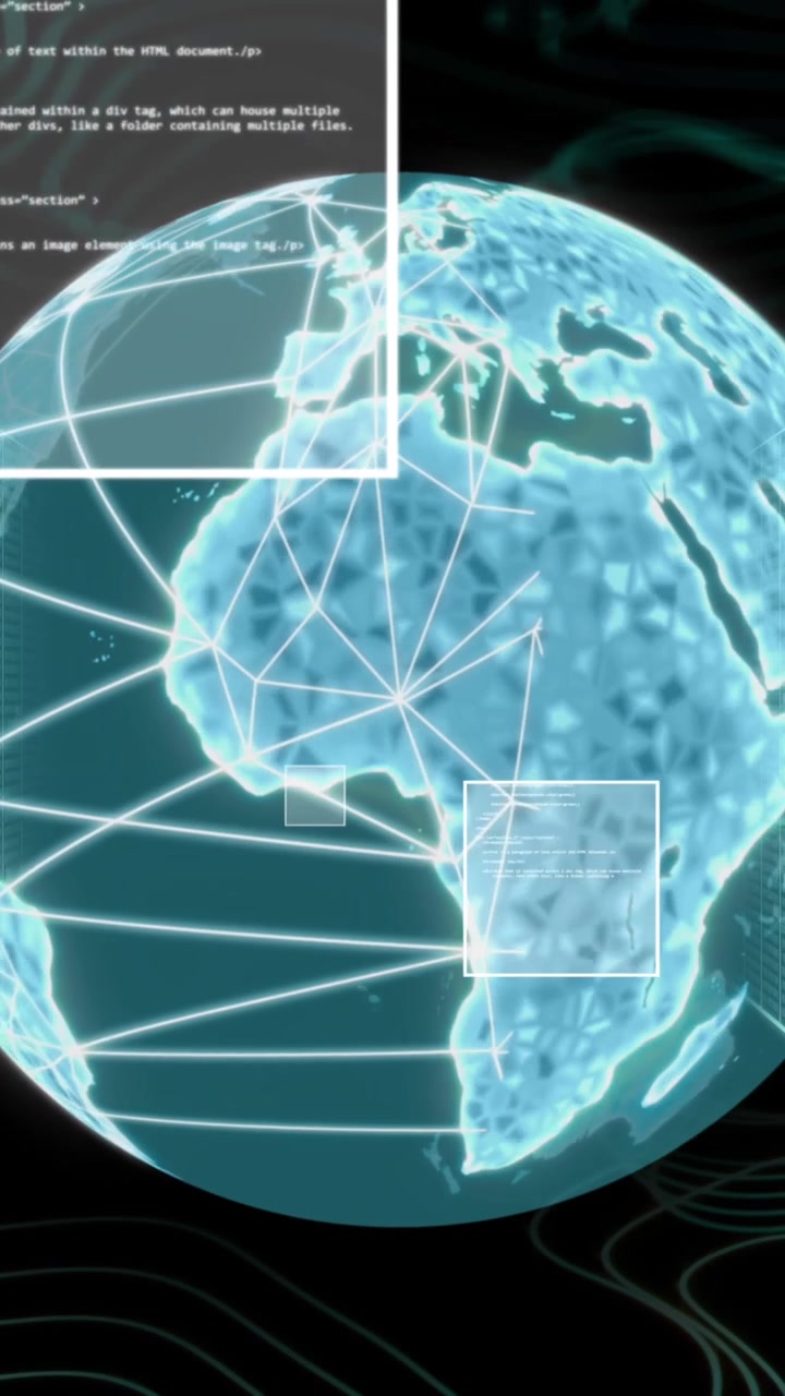 Animation of data processing over globe and connections