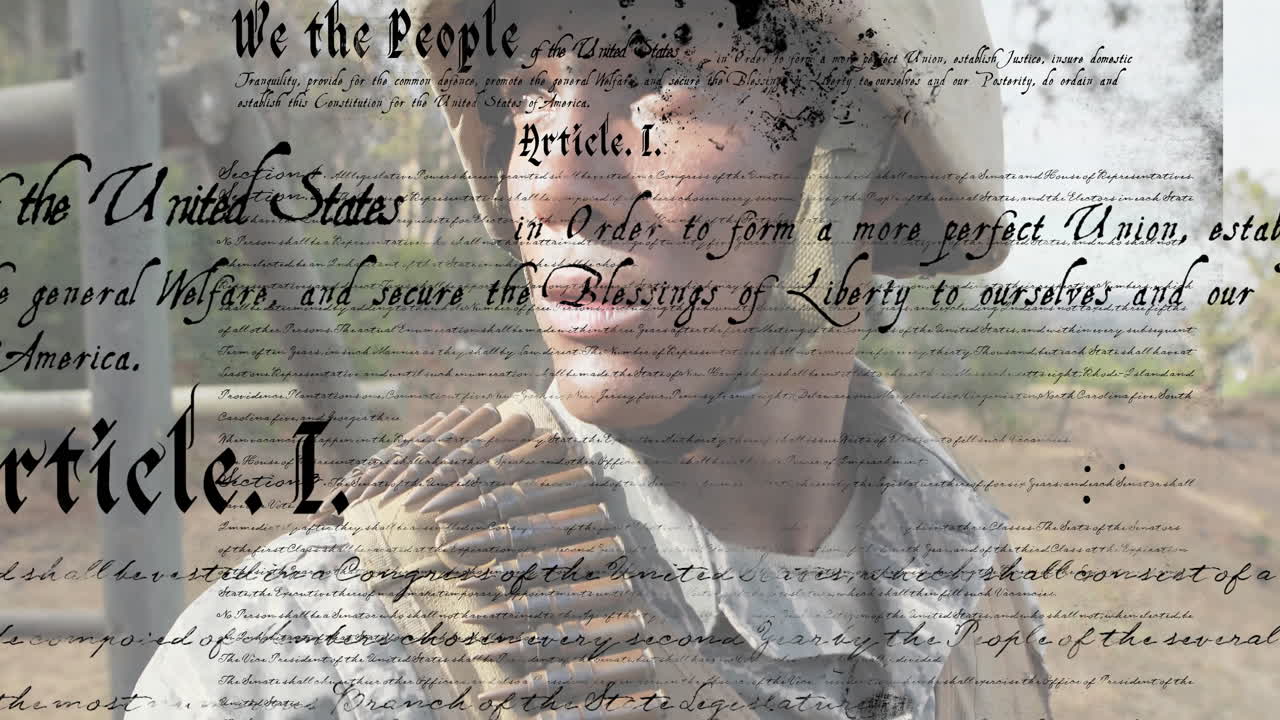 유니폼을 입은 군인의 애니메이션에 대한 역사적인 문서 텍스트