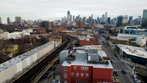 cityscape of downtown city buildings skyline of chicago