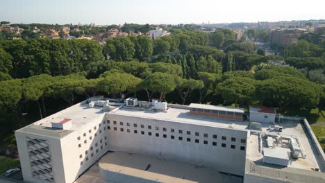 drone flies over government building in rome, italy