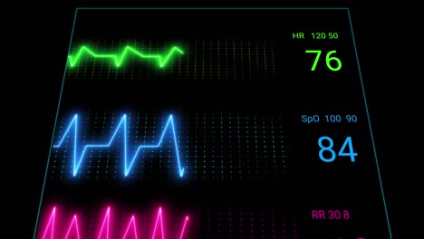 Animación-Del-Electrocardiógrafo-Sobre-Fondo-Negro