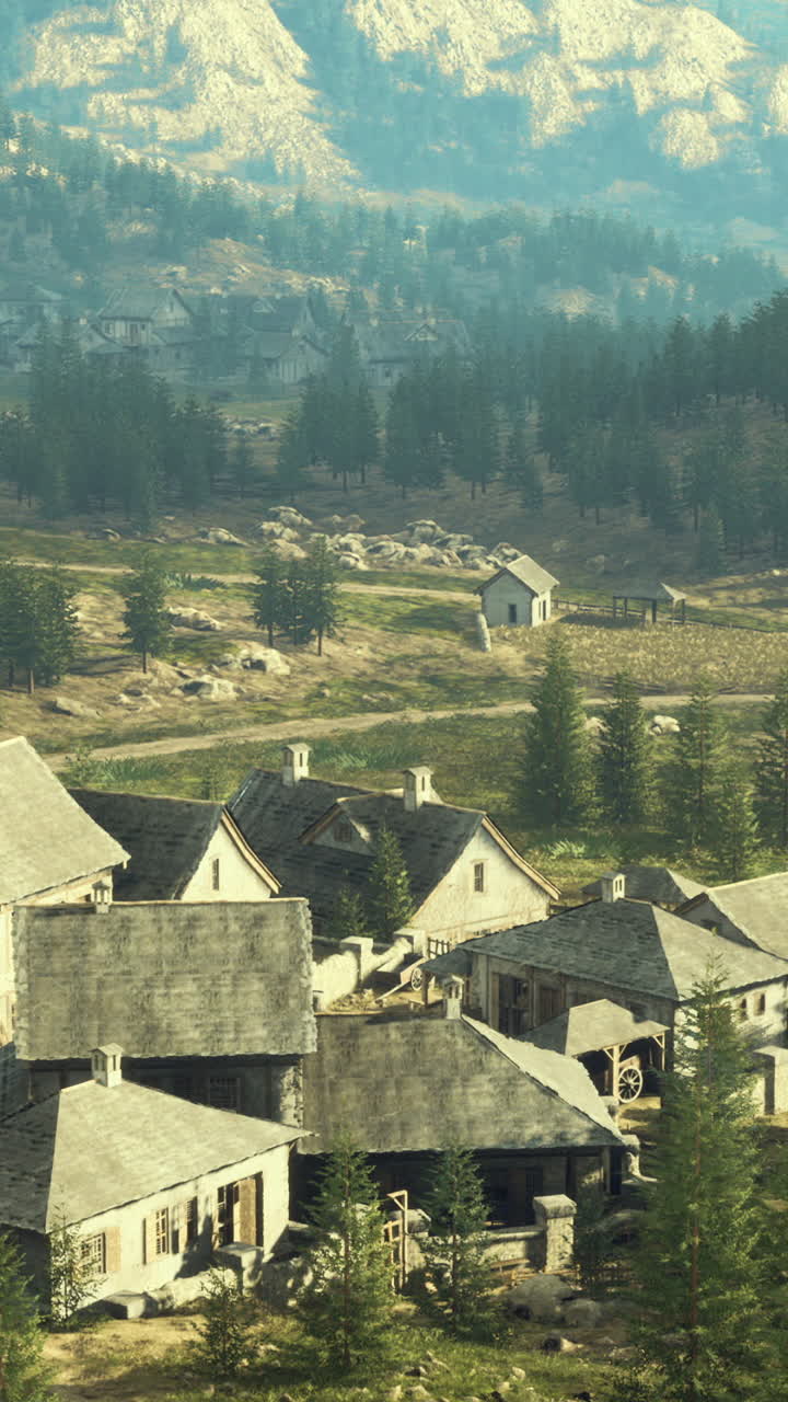 Amidst lush mountains a quaint village nestles in natures embrace