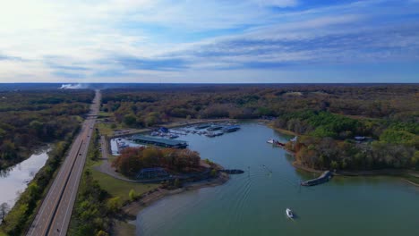 Aerial-of-Paris-Landing,-Tennessee-State-Park