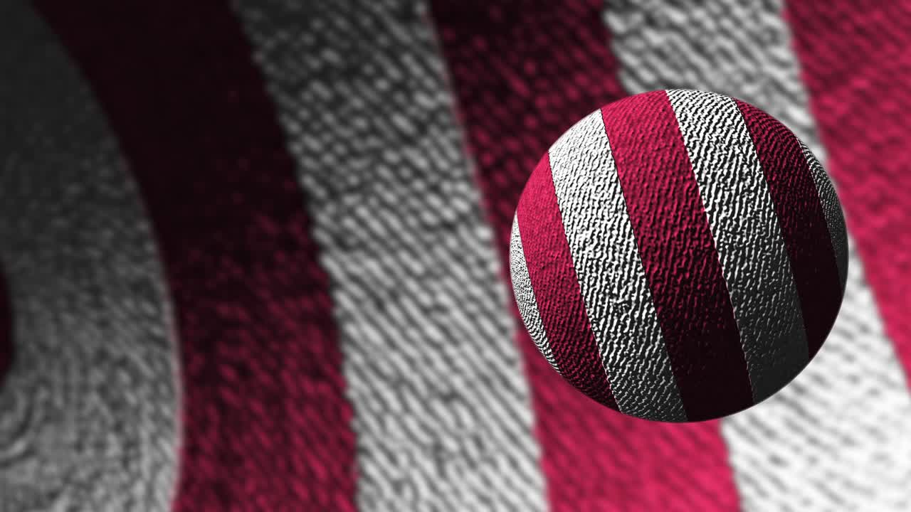 abstracto bucle sin costuras rojo y blanco ilustración 3d tela patrón de círculo bola girando en el espacio virtual. 4k textura concepto de movimiento de bucle sin fin para la presentación de objetivos de negocios, título, introducción.