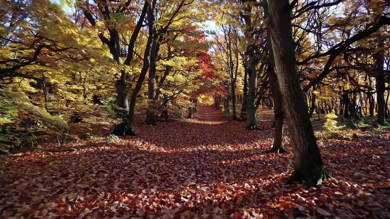 camino del bosque de otoño