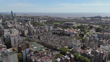 aerial view of recoleta cemetery and neighborhood in buenos aires, argentina
