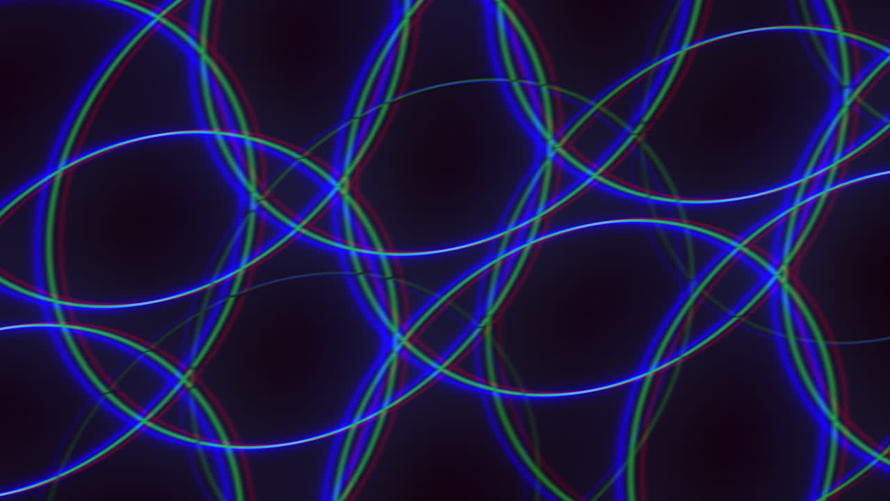 Complex and captivating black background with blue and green neon lights intertwined