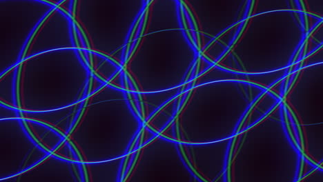 fondo negro complejo y cautivador con luces de neón azules y verdes entrelazadas