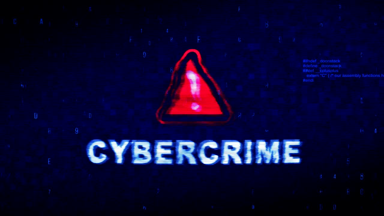 Cybercrime Text Digital Noise Twitch Glitch Distortion Effect Error Animation.