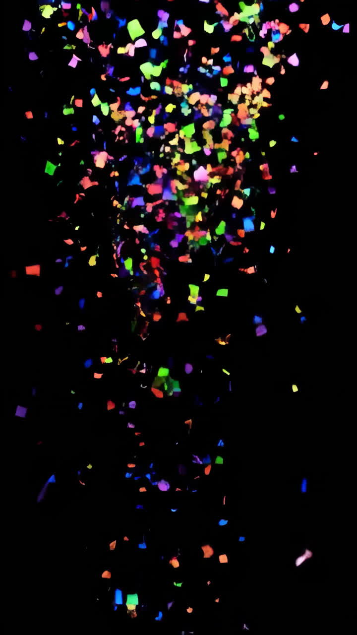 Neon Confetti Explosion on Black Background