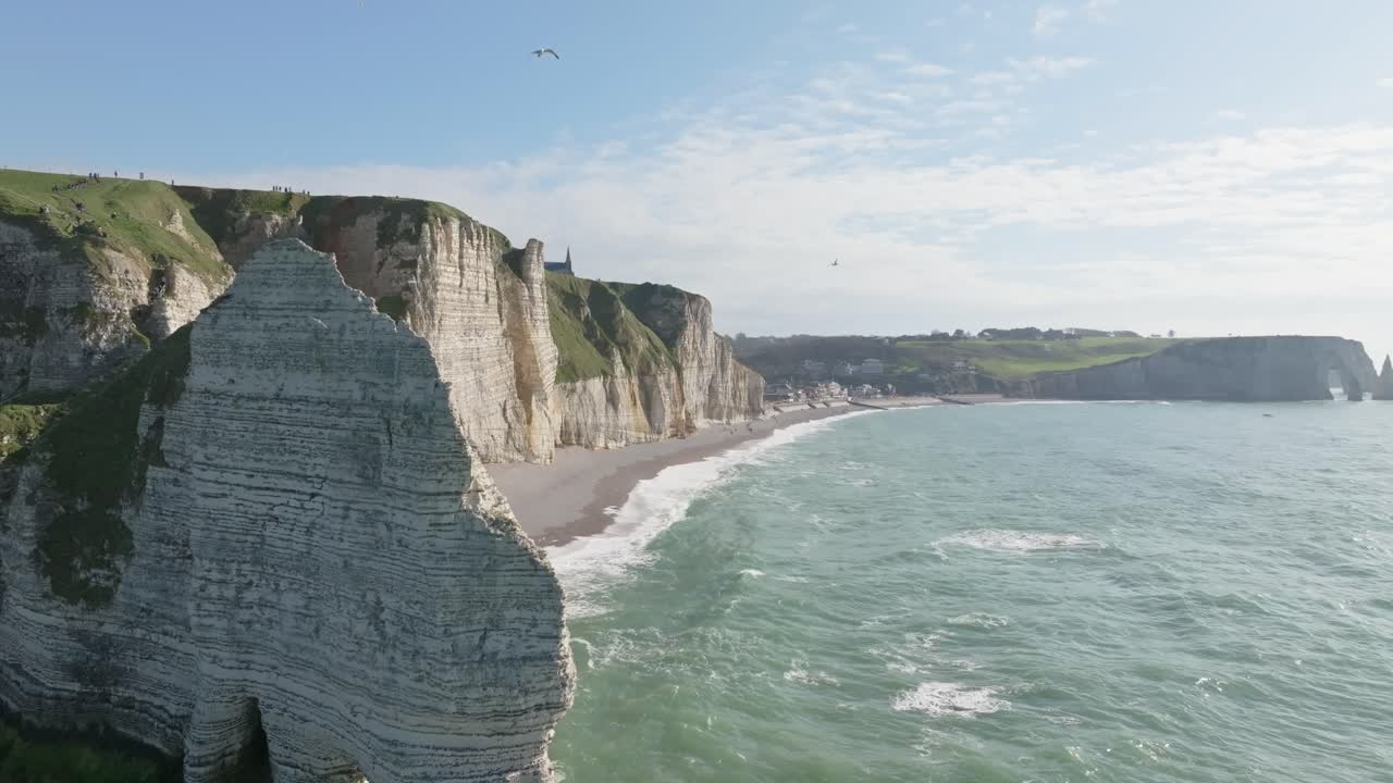 Flying amongst the birds at the cliffs of Etretat