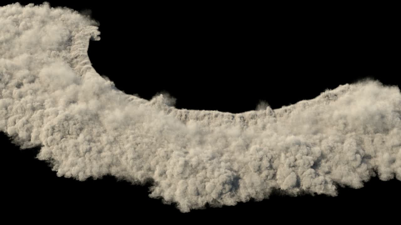 건물의 파괴로 인한 먼지 구름, 모래 폭풍, 폭발, 연기.