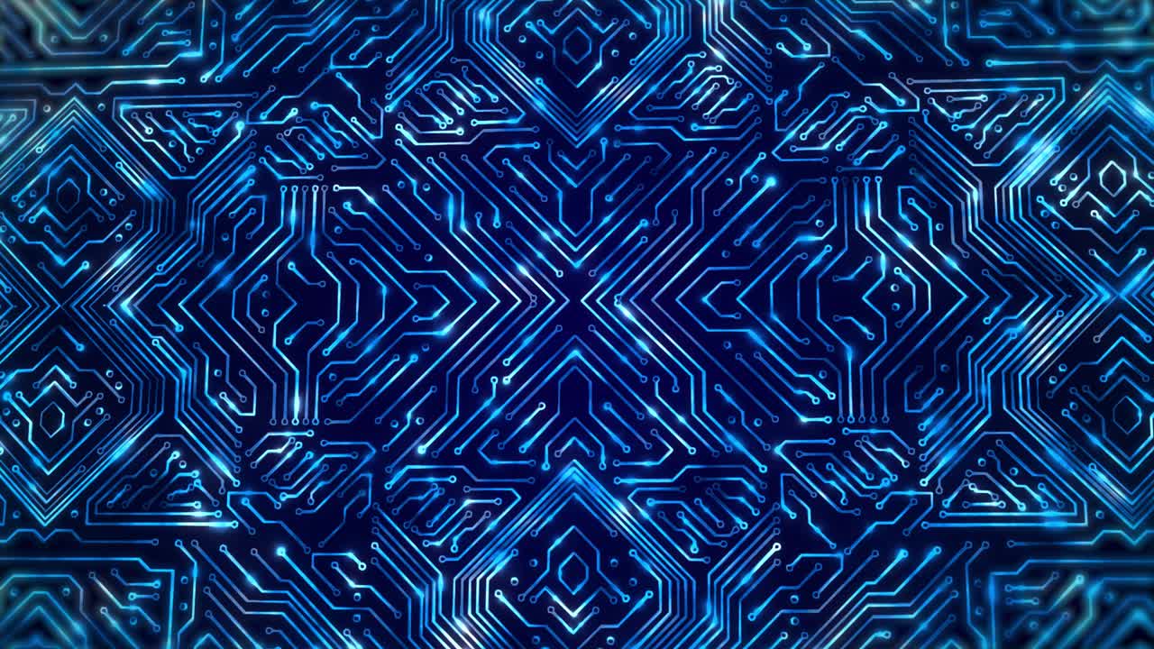 4k seamless loop abstract futuristic electronic circuit board background electrical signals flowing