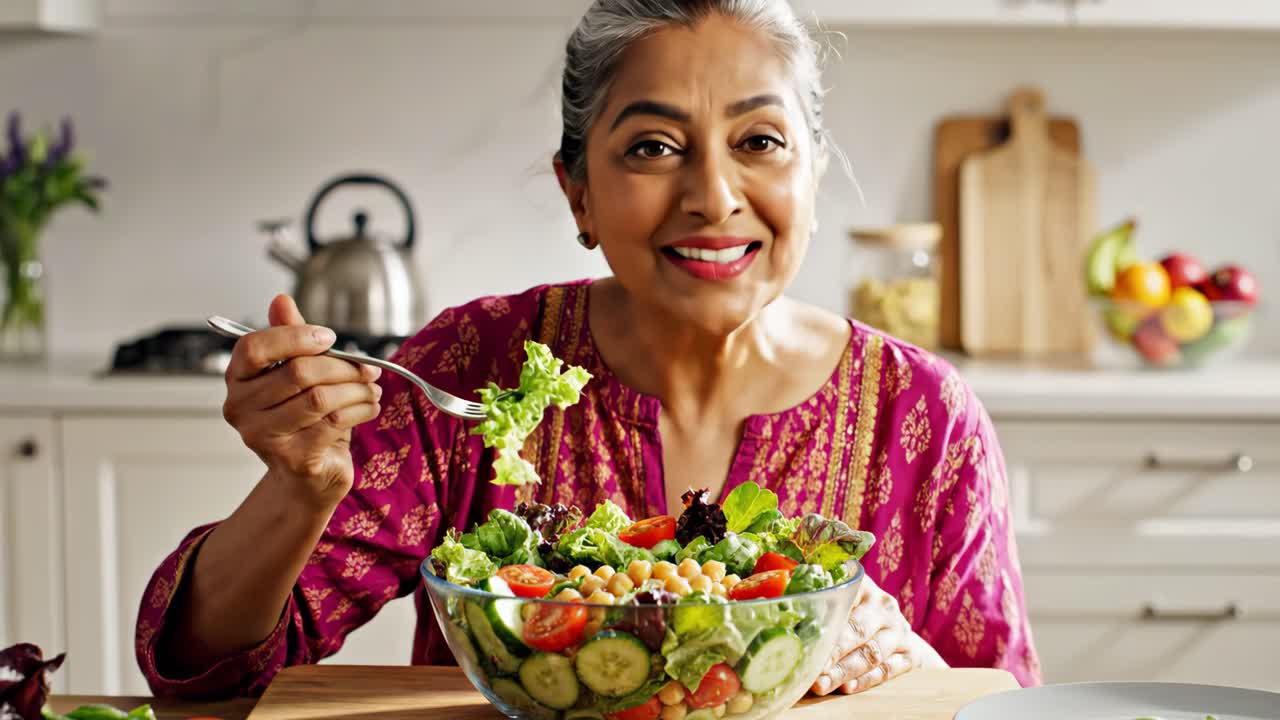 Woman Eating a Healthy Salad