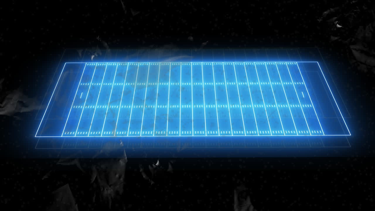 추상적인 모양으로 어두운 배경 위에 반이는 파란색 그리드 애니메이션