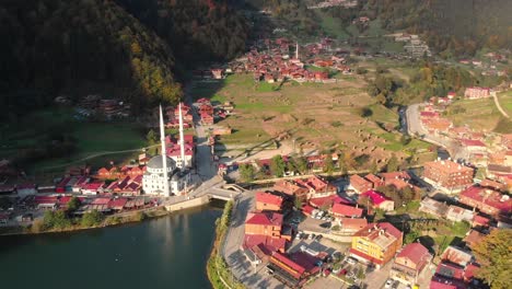 aerial view of the uzungol resort town in trabzon province, eastern turkey.