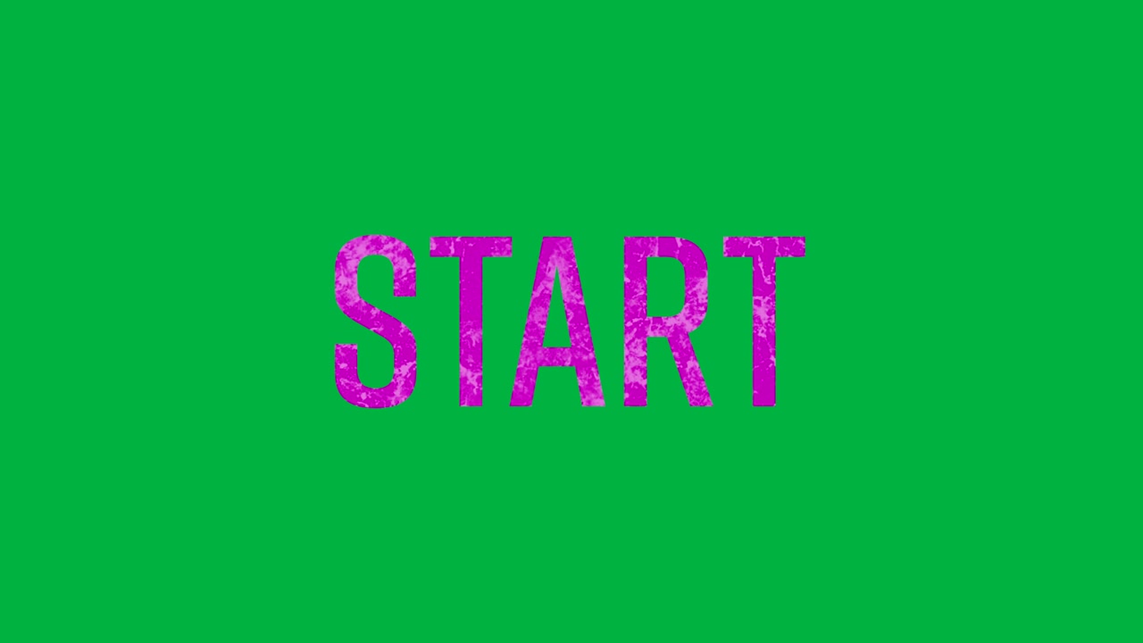 Animation of start text in pink letters on white background