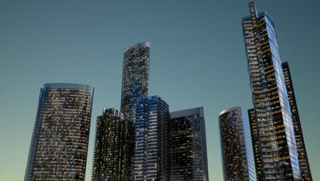 rascacielos de la ciudad por la noche con cielo oscuro