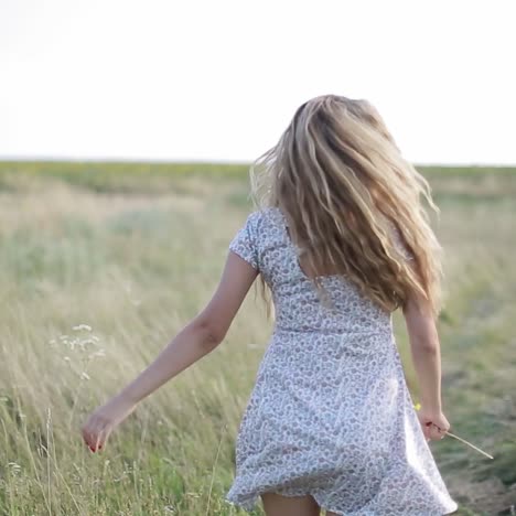 dreaming girl with field on background