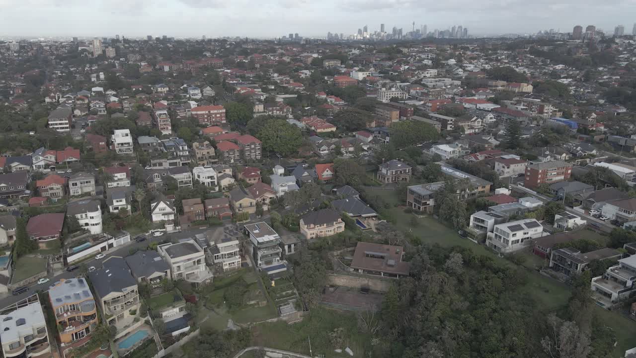 Sydney City in Distance Luxe Villa And Houses At Gordons Bay - Coastal Cliff, Coogee, Sydney, NSW - aerial drone