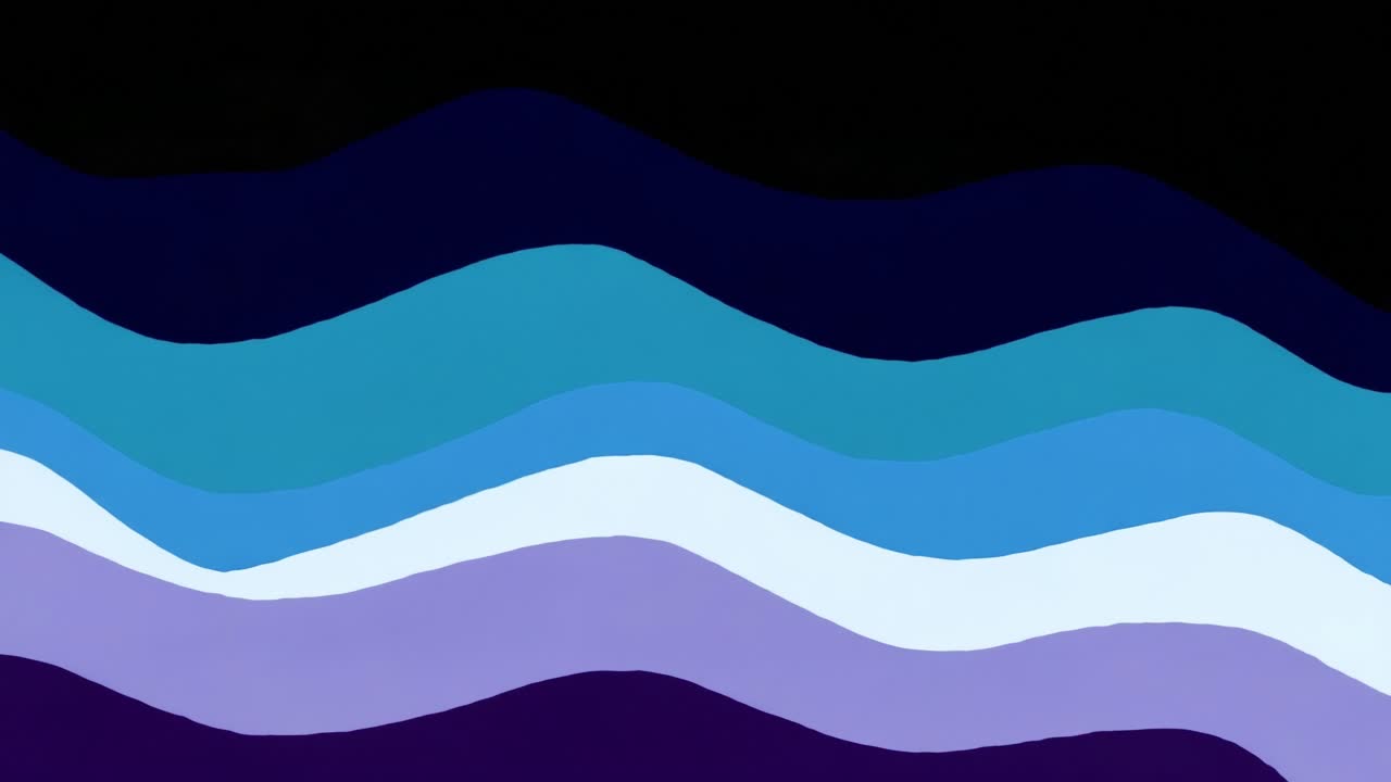 An Artistic Display of Fluid Lines and Gradients: Capturing the Essence of Waveforms in Vivid Color Harmony Against a Dark Backdrop, Highlighting the Transition from Light to Dark through Layers of Blues and Purples