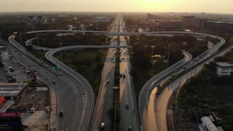 expressway top view, road traffic an important infrastructure