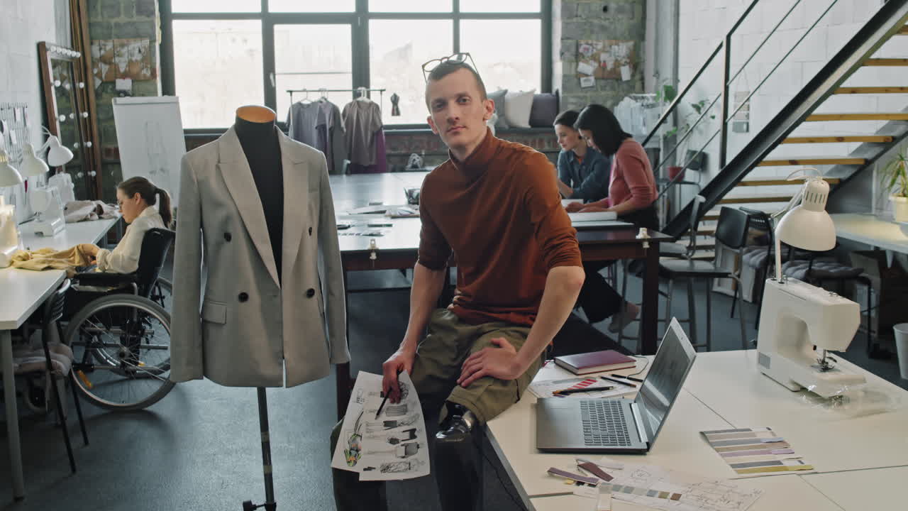 Portrait of Male Fashion Designer with Prosthetic Leg