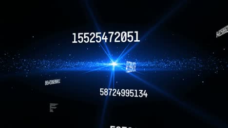 animation of numbers changing and data processing on glowing blue background