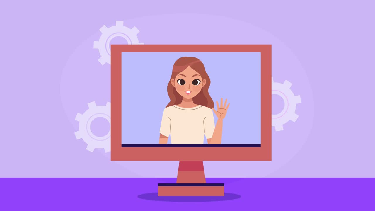 young teenager girl in desktop animation