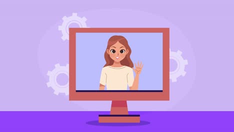 joven adolescente en la animación de escritorio