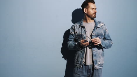 stylish man in denim jacket