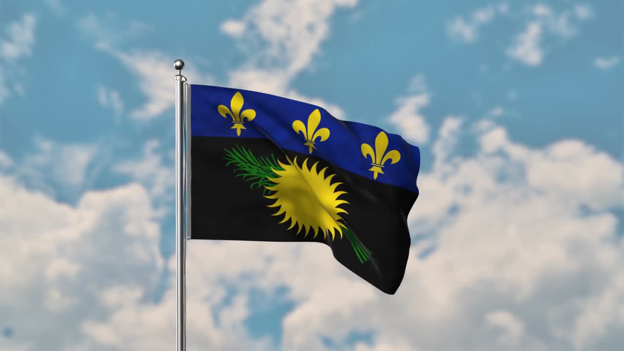 푸른 하늘에 펄럭이는 과들루프 깃발 현실적인 4k 비디오