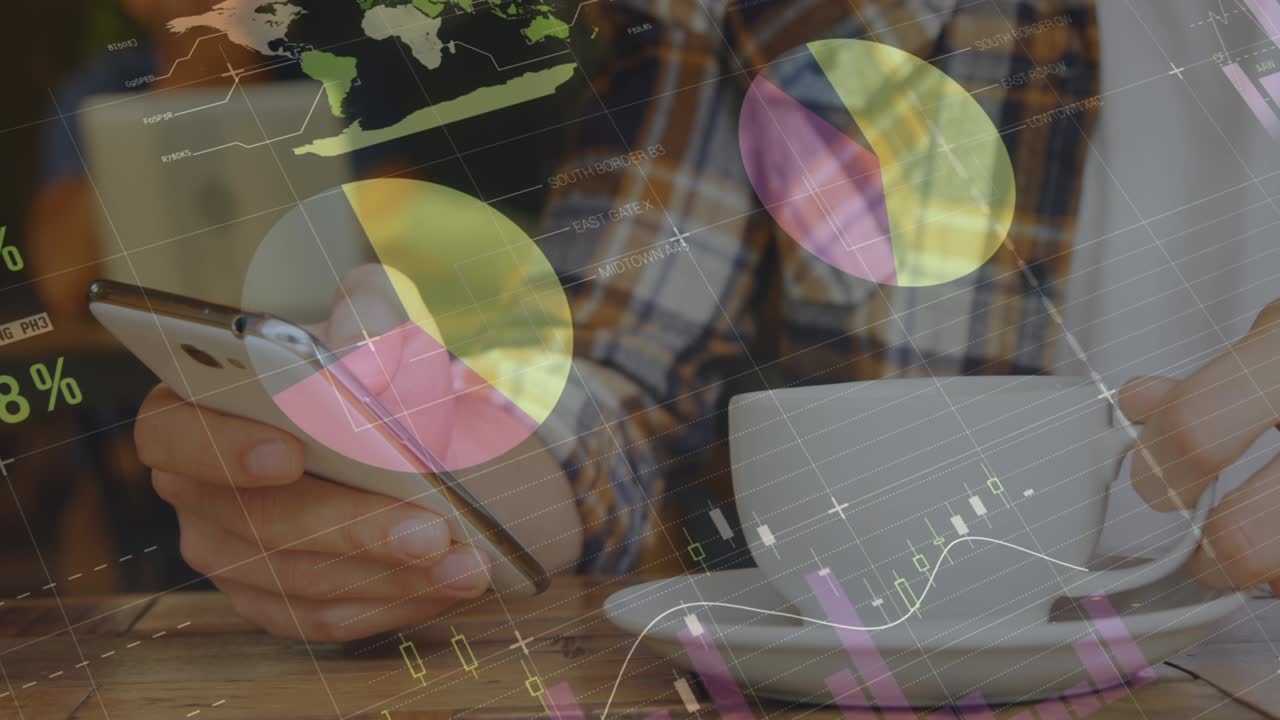 animación de estadísticas y procesamiento de datos sobre el hombre utilizando un teléfono inteligente