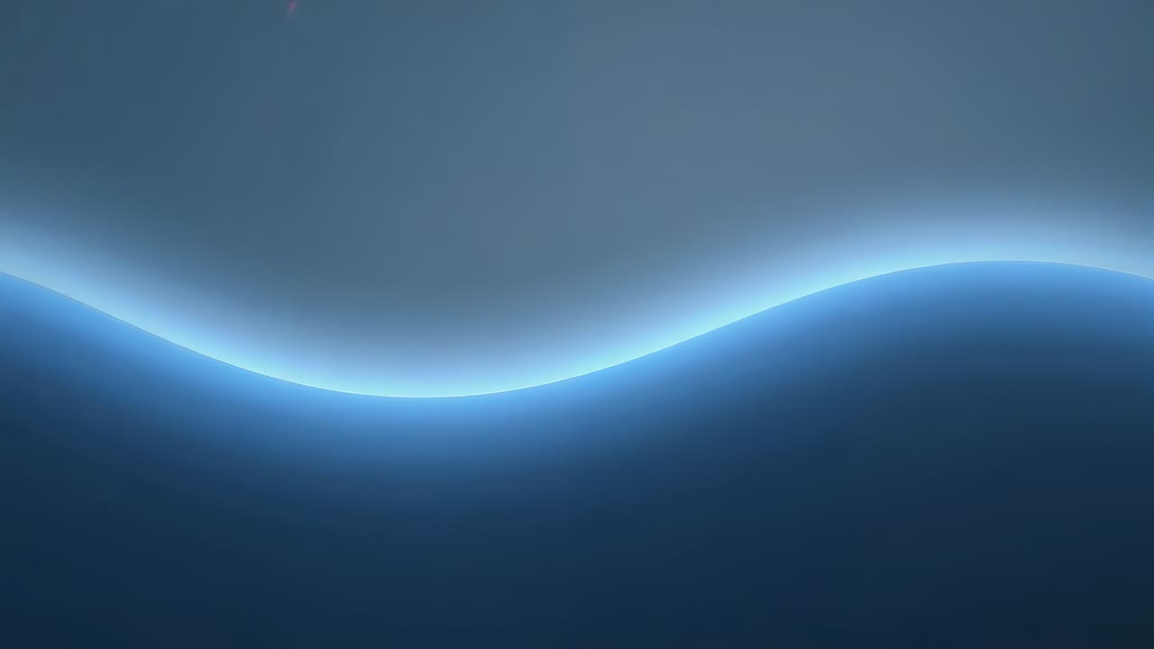 Starting playback glowing wave slowly oscillating across blue gradient as wallpaper with cyan rim