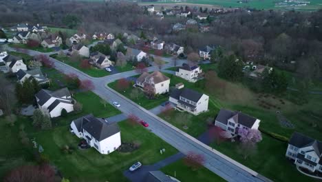 spring scene of american neighborhood at night